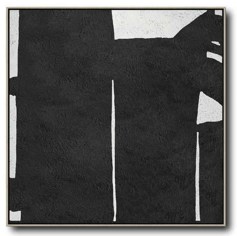 Large Abstract Painting On Canvas,Oversized Minimal Black And White Painting - Oversized Canvas Art